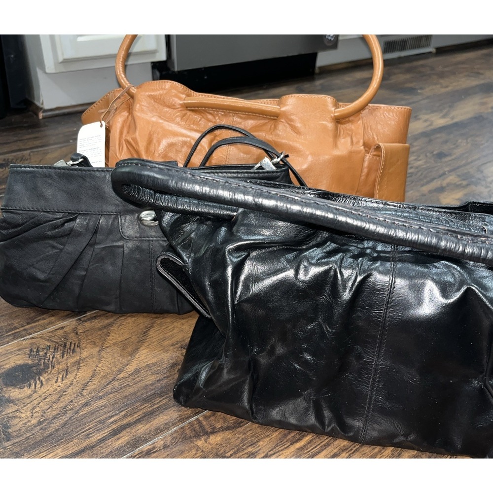 Lot of 3 Leather Handbags Made in India Boutique Closure NWT Purse Set - Picture 2 of 13
